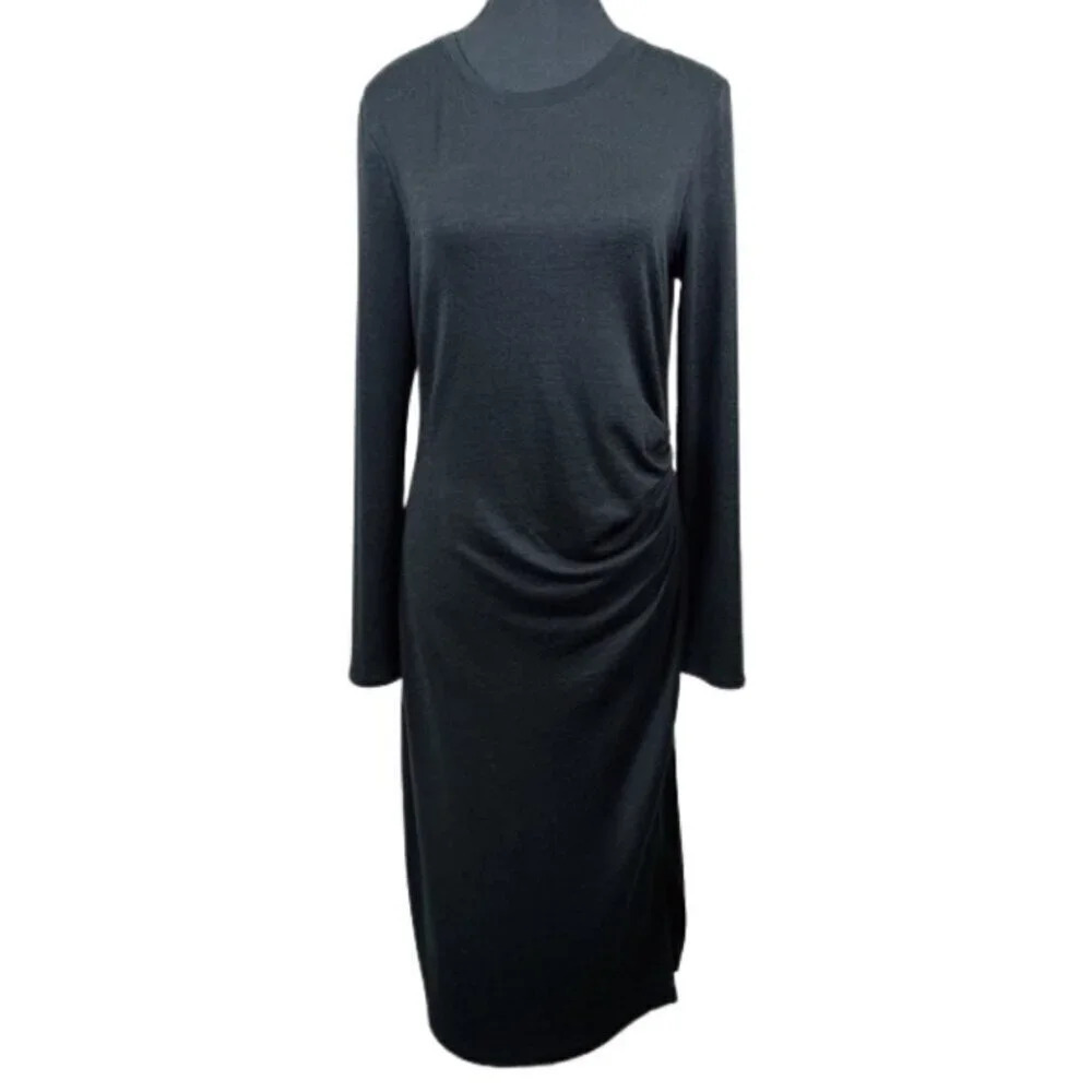 Banana Republic Womens Size Small Ruched Waist Long Sleeve Stretch Midi Dresss
